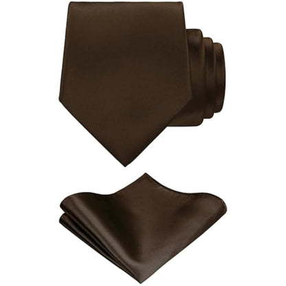 TIE G Satin Necktie & Pocket Square Gift Set | Solid Colour Formal Tie | Korean Fabric