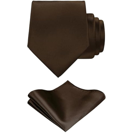 TIE G Satin Necktie & Pocket Square Gift Set | Solid Colour Formal Tie | Korean Fabric