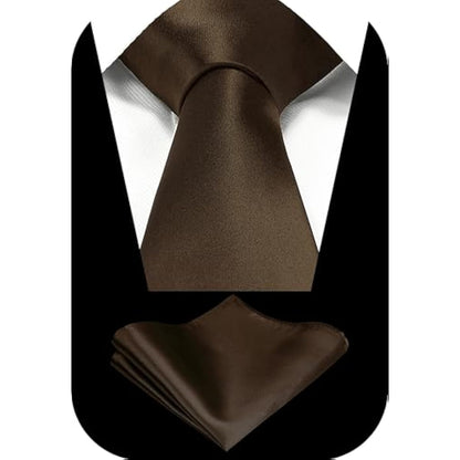 TIE G Satin Necktie & Pocket Square Gift Set | Solid Colour Formal Tie | Korean Fabric