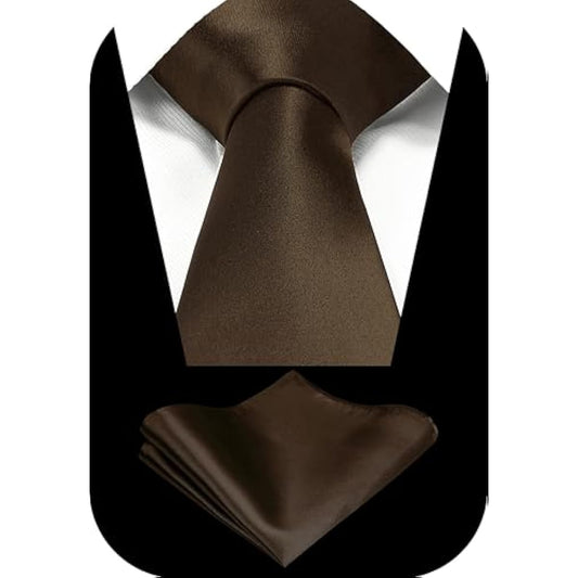TIE G Satin Necktie & Pocket Square Gift Set | Solid Colour Formal Tie | Korean Fabric