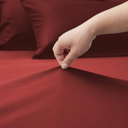 Puredown King Size Fitted Sheet – Deep 35cm Brushed Microfibre Bed Sheet Red