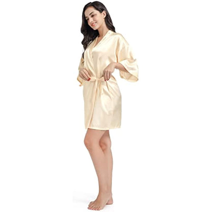 Satin Kimono Robe for Women & Girls | Bridal, Bridesmaid & Spa Bathrobe