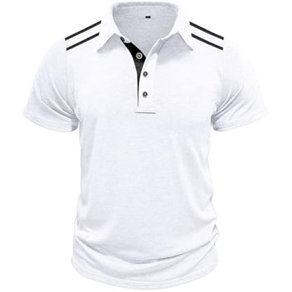 Men's Short Sleeve Polo Shirt | Regular Fit Summer Casual Top — White, Size L