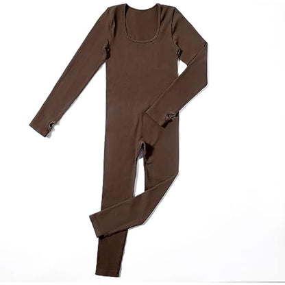 DOULAFASS Women's Ribbed Seamless Jumpsuit | Long Sleeve Yoga Workout Outfit