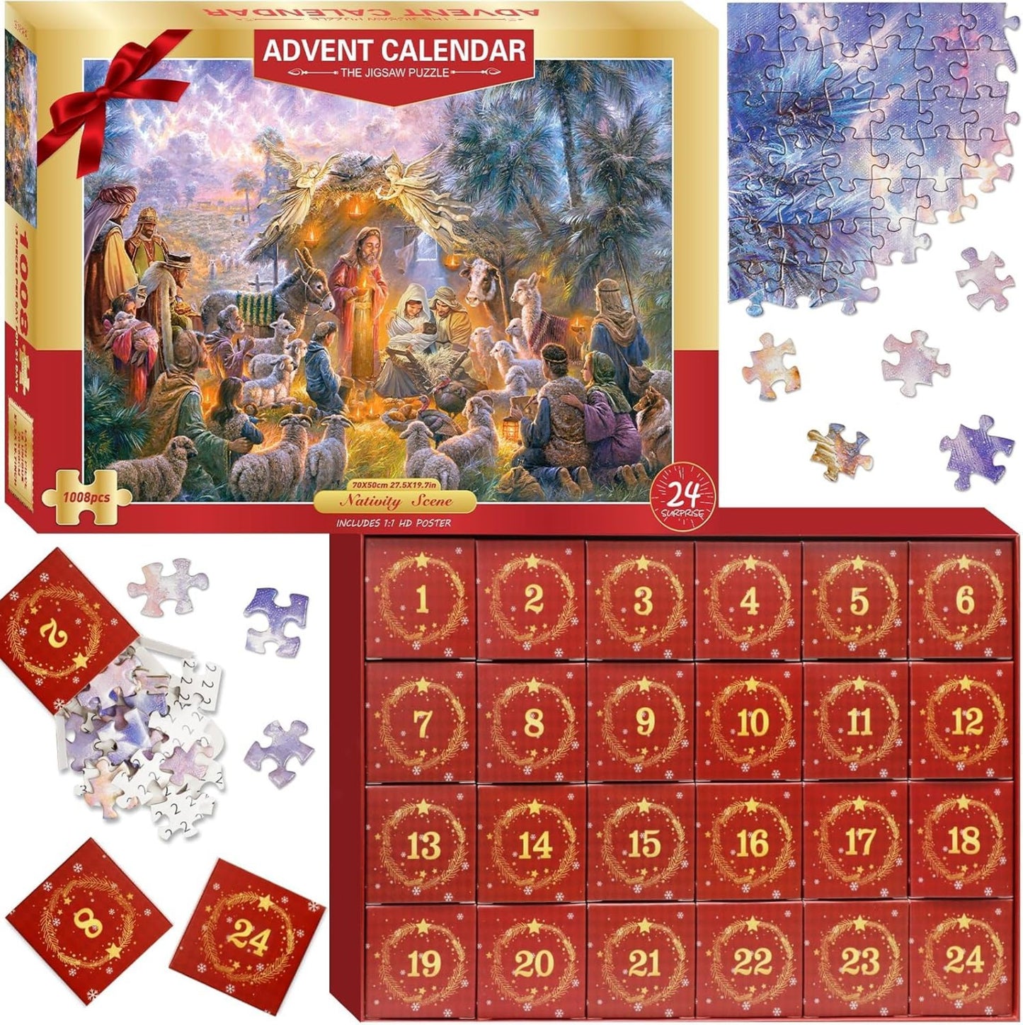 Advent Calendar 2025 Nativity Puzzle for Adults Countdown Christmas Calendars for Women Men Teenager
