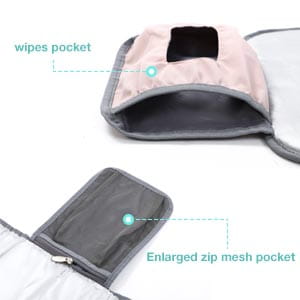 Lekebaby Portable Changing Mat – Baby Nappy Changing Mat for Travel with Wipe Pocket & Head Cushion