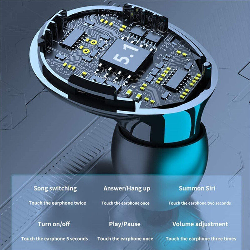 Bluetooth Wireless Headphones – TWS In-Ear Earbuds with LED Display Noise Cancellation Waterproof – Mini Pods