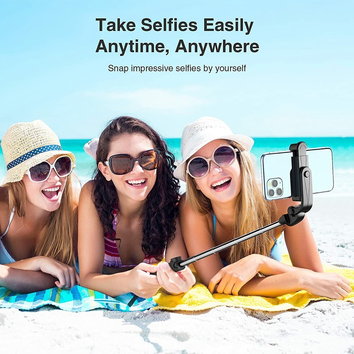 Bluetooth Selfie Tripod Telescopic Stick | Extendable Monopod with Remote | Foldable Phone Holder