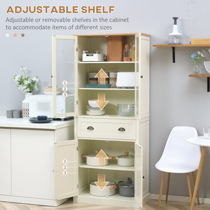 HOMCOM Freestanding Kitchen Cupboard | 5-Tier Pantry Storage Cabinet, Cream White
