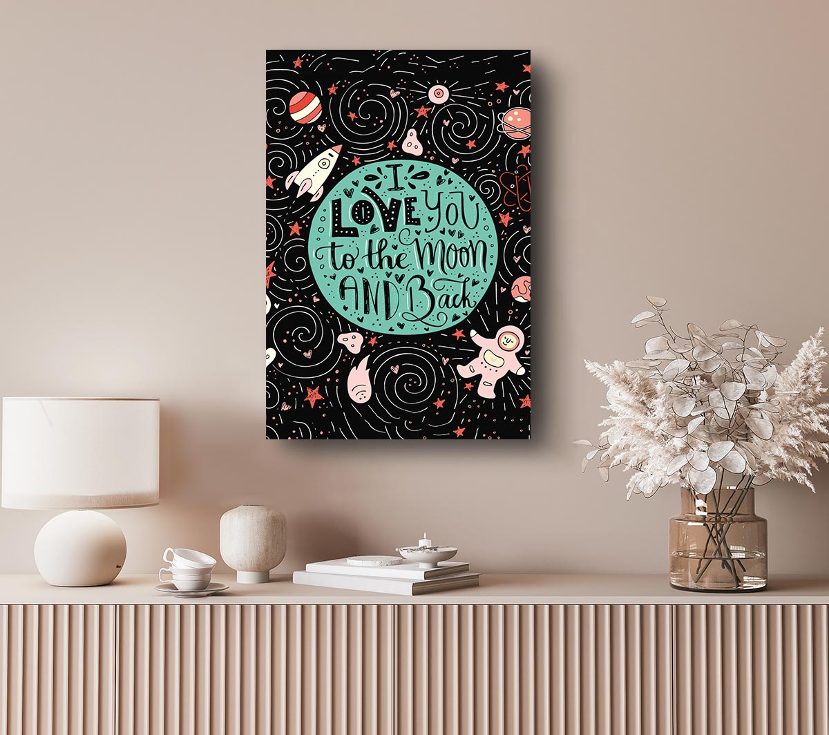 Love You Space Canvas Wall Art - Galaxy Print with Romantic Quote for UK Homes | Multiple Sizes Available