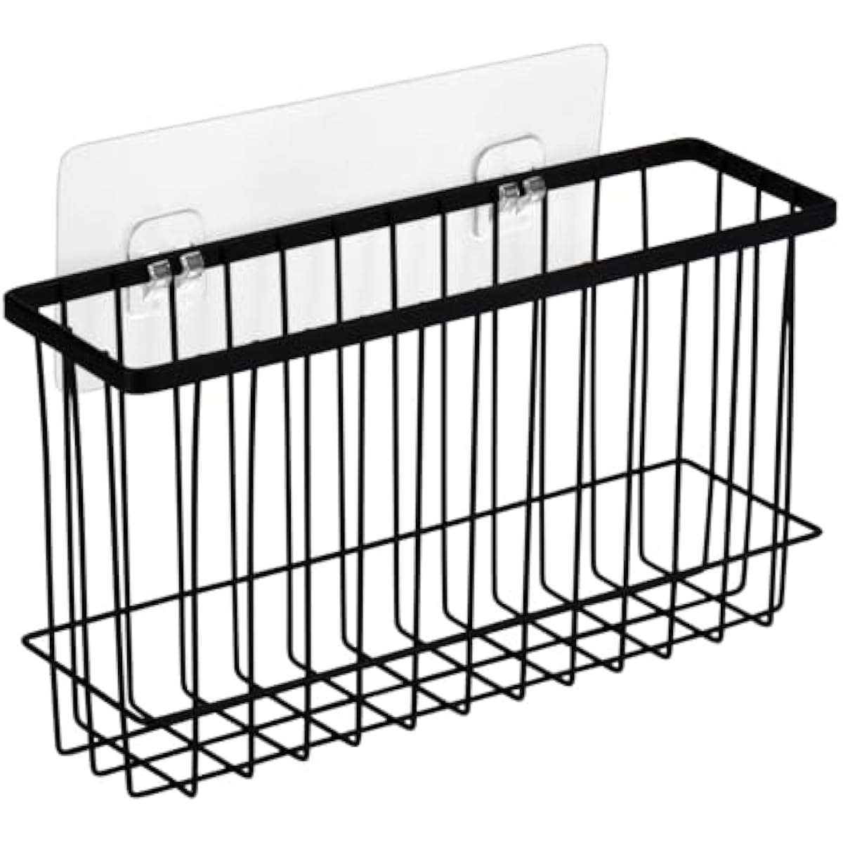 Adhesive Wall & Door Organiser Rack | No-Drill Kitchen & Bathroom Storage Basket — Black