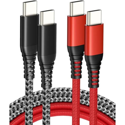 IDISON USB-C to USB-C Cable 2M 2-Pack | 100W Fast Charge | Braided Nylon | iPhone 15 & Samsung