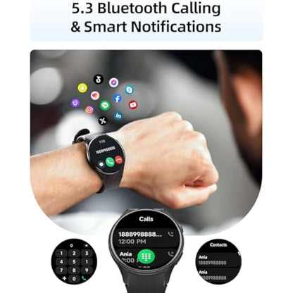 Parsonver Smart Watch with Built-in GPS | Bluetooth Calls | 100+ Sports | IP68 Waterproof | 43mm | Black