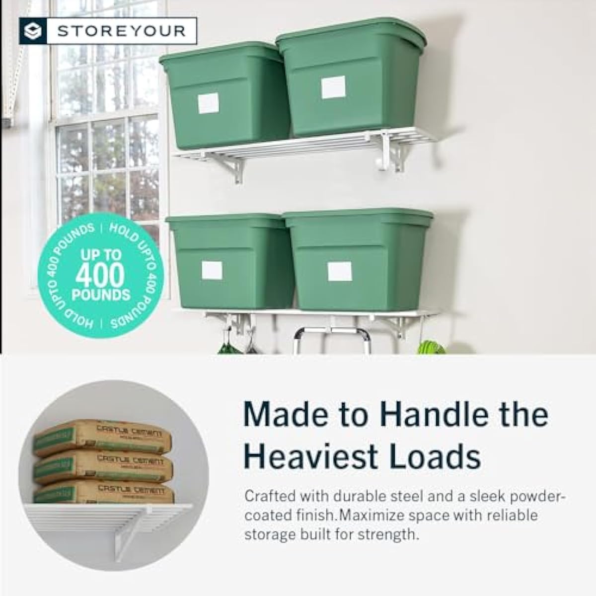 StoreYourBoard 2 Pack Heavy Duty Wall Shelves – 2ft x 4ft Garage Storage Shelving