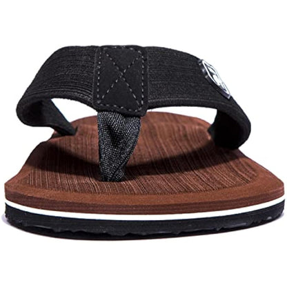 Men's Lightweight EVA Flip Flops | Soft Cushioned Beach & Casual Sandals — Brown & Grey