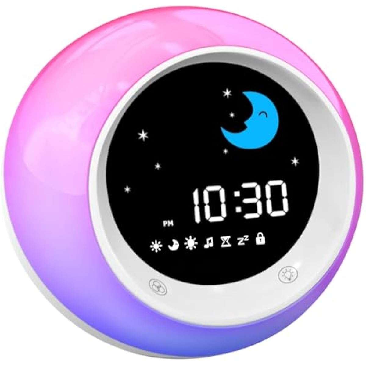 Kids Sleep Trainer Alarm Clock | Sun & Moon Wake Up Light, 9 Colour Night Light & Sound Machine