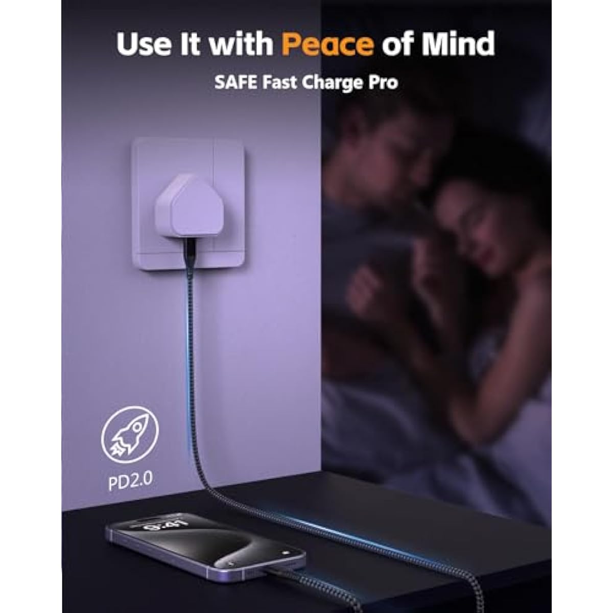 IDISON USB-C to USB-C Cable 2M 2-Pack | 100W Fast Charge | Braided Nylon | iPhone 15 & Samsung