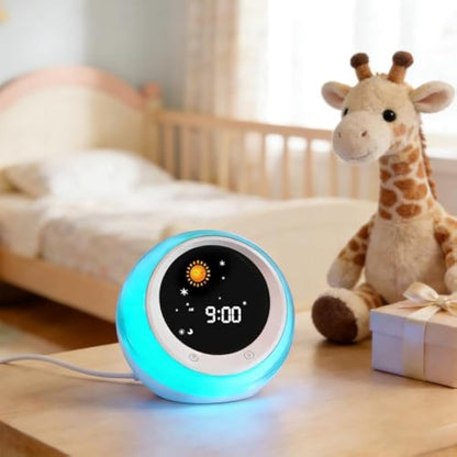 Kids Sleep Trainer Alarm Clock | Sun & Moon Wake Up Light, 9 Colour Night Light & Sound Machine