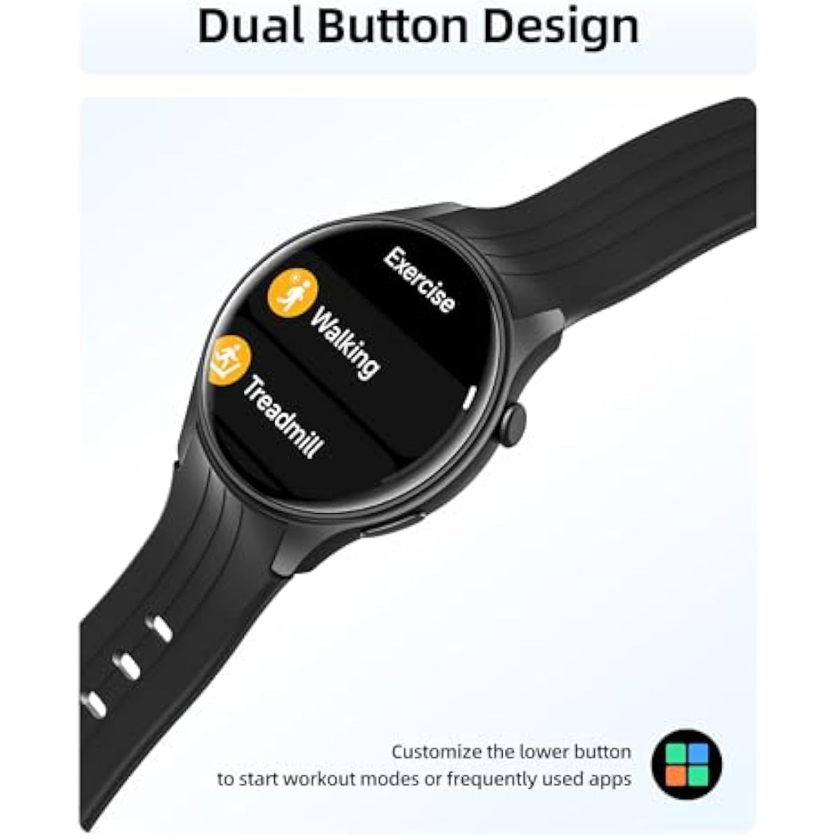 Parsonver Smart Watch with Built-in GPS | Bluetooth Calls | 100+ Sports | IP68 Waterproof | 43mm | Black