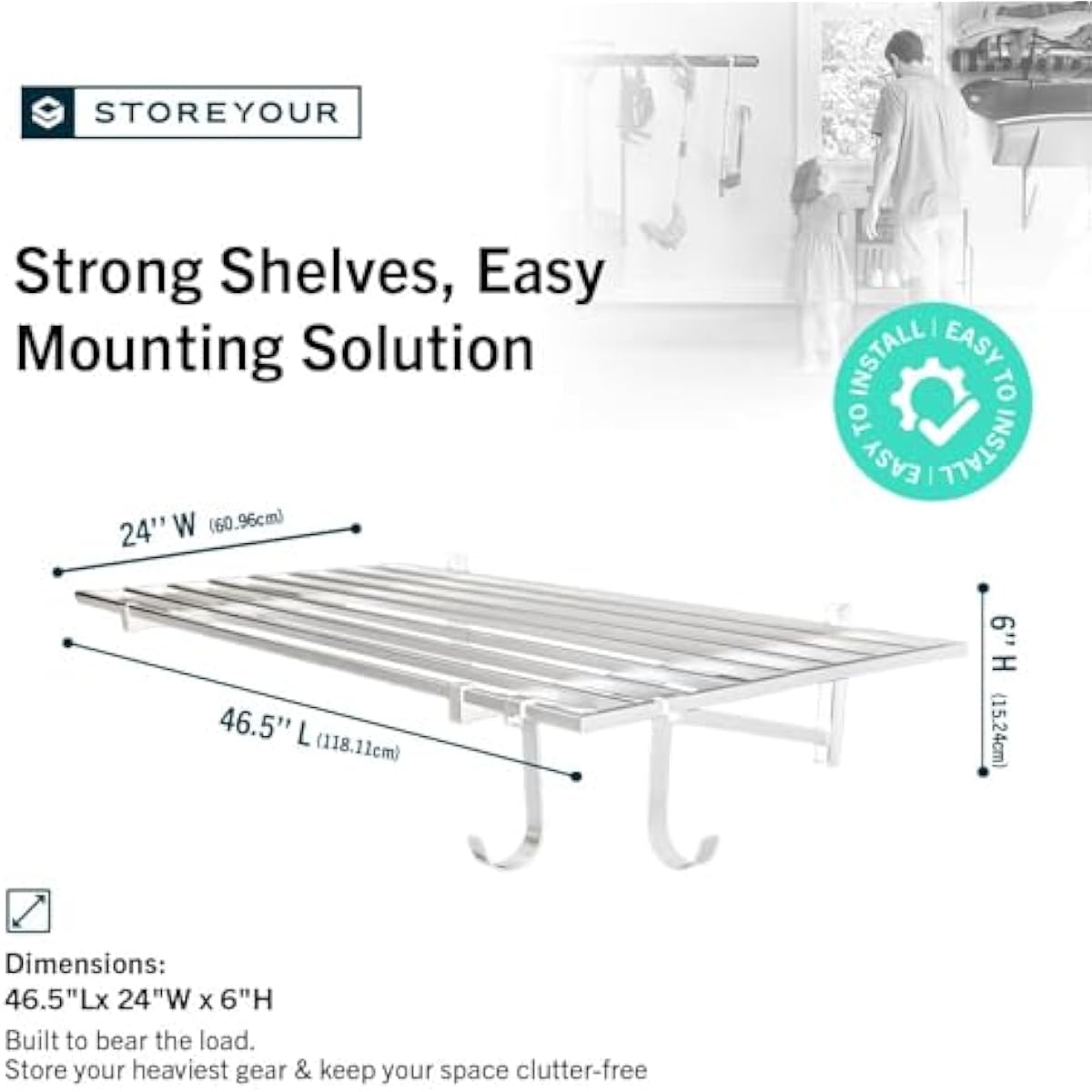 StoreYourBoard 2 Pack Heavy Duty Wall Shelves – 2ft x 4ft Garage Storage Shelving