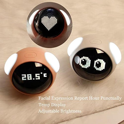 Kids Alarm Clock with Night Light & Sleep Trainer | USB Rechargeable, Emoji Face, Voice Activated — Pink