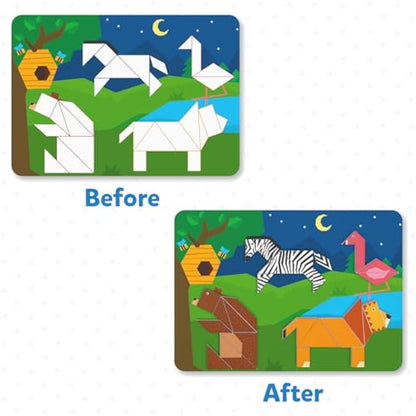 Tangram Sticker Puzzles for Kids | 150+ Foam Stickers, Educational Art & Craft Activity — Ages 4–7