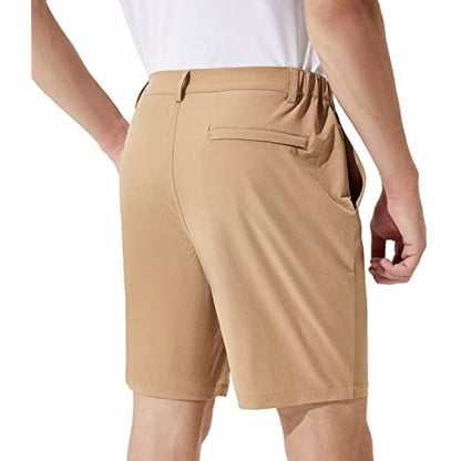 Men's Stretch Golf & Hiking Shorts | 9" Inseam, Quick Dry, 3 Pockets — Brown, Grey, Light Green