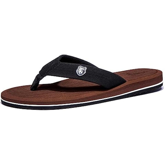 Men's Lightweight EVA Flip Flops | Soft Cushioned Beach & Casual Sandals — Brown & Grey
