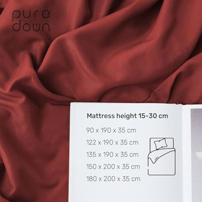 Puredown King Size Fitted Sheet – Deep 35cm Brushed Microfibre Bed Sheet Red