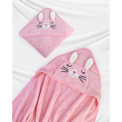 Hooded Baby Towel – Pink Cat Baby Bath Towel with Animal Design