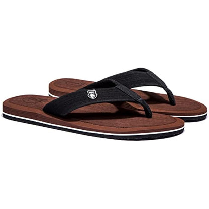 Men's Lightweight EVA Flip Flops | Soft Cushioned Beach & Casual Sandals — Brown & Grey