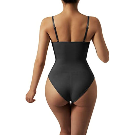 Women's Tummy Control Sculpting Bodysuit | Backless Thong Shapewear Body Shaper — Black