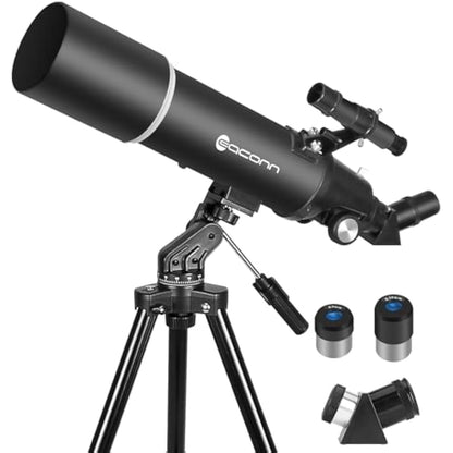 80mm Refractor Telescope – 600mm Portable Astronomy Telescope with Backpack
