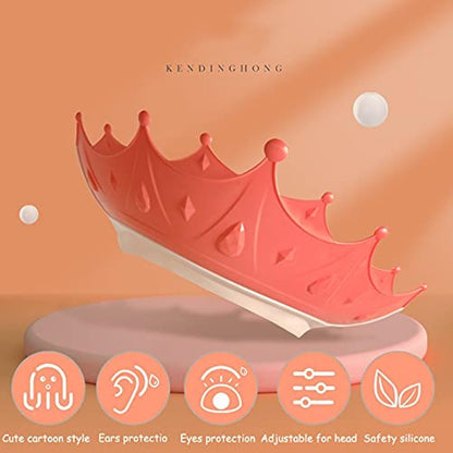 2 Pcs Baby Shower Cap Shield – Kids Shampoo Visor Hat for Eye and Ear Protection, Cute Crown Design – Adjustable for 0–9 Year Olds (2 Pack)