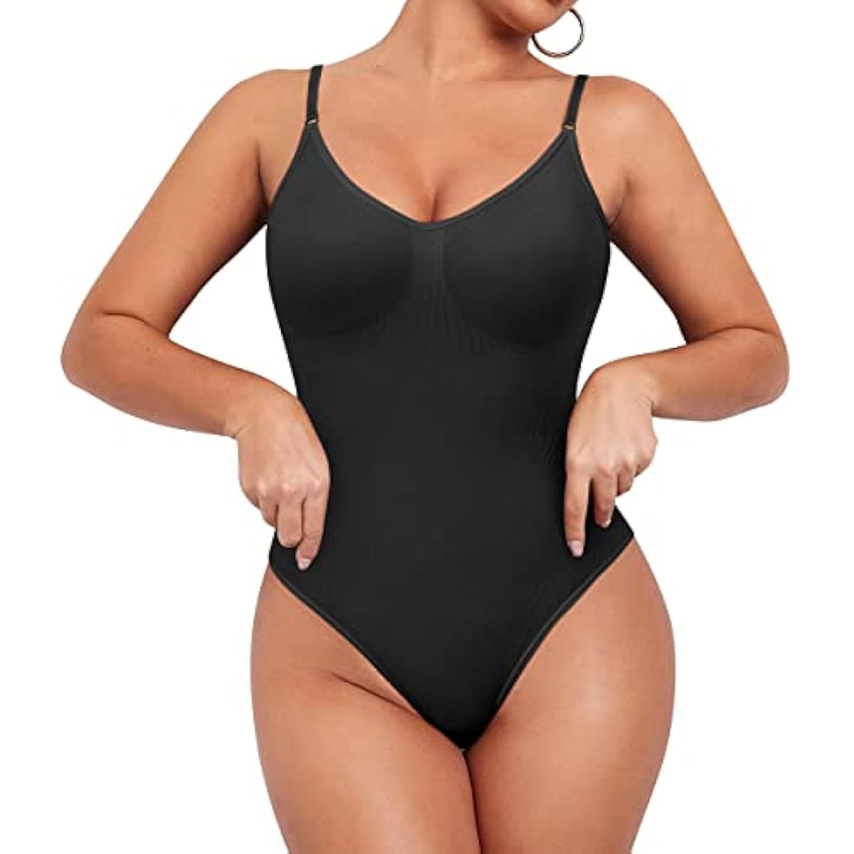Women's Tummy Control Sculpting Bodysuit | Backless Thong Shapewear Body Shaper — Black