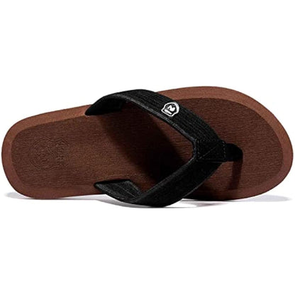 Men's Lightweight EVA Flip Flops | Soft Cushioned Beach & Casual Sandals — Brown & Grey