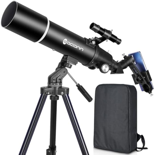 80mm Refractor Telescope – 600mm Portable Astronomy Telescope with Backpack