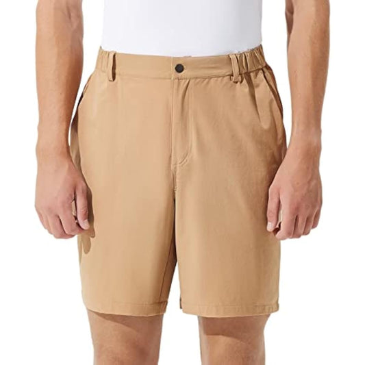 Men's Stretch Golf & Hiking Shorts | 9" Inseam, Quick Dry, 3 Pockets — Brown, Grey, Light Green