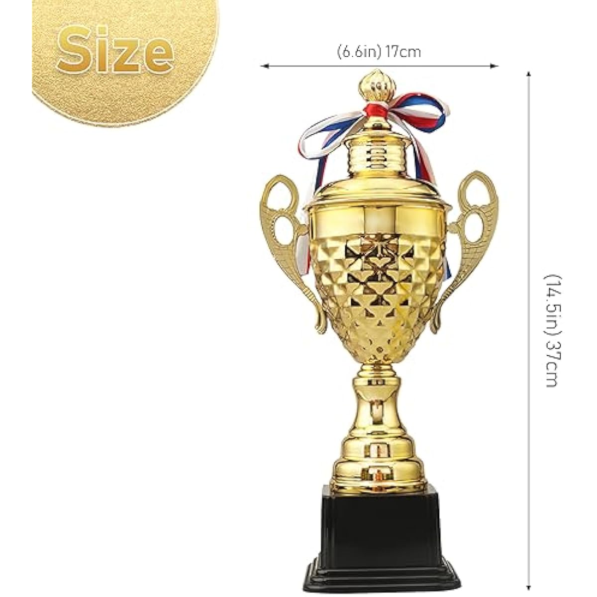 Large Gold Award Trophy Cup 37cm | Metal Winner Trophy for Sports, Tournaments & Ceremonies