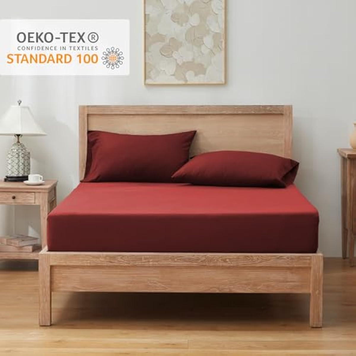 Puredown King Size Fitted Sheet – Deep 35cm Brushed Microfibre Bed Sheet Red