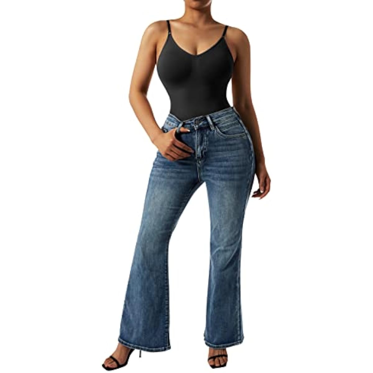 Women's Tummy Control Sculpting Bodysuit | Backless Thong Shapewear Body Shaper — Black