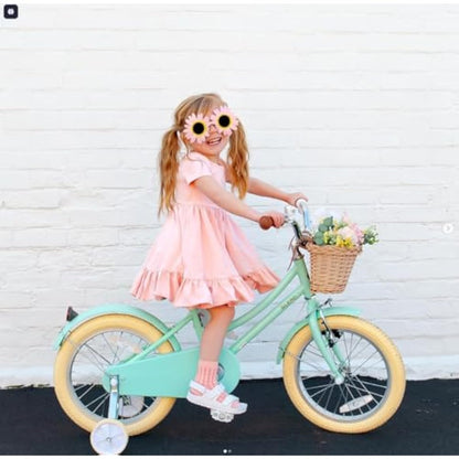 GLERC Little Molly Kids Retro Girls Bike with Basket, Stabilisers and Kickstand