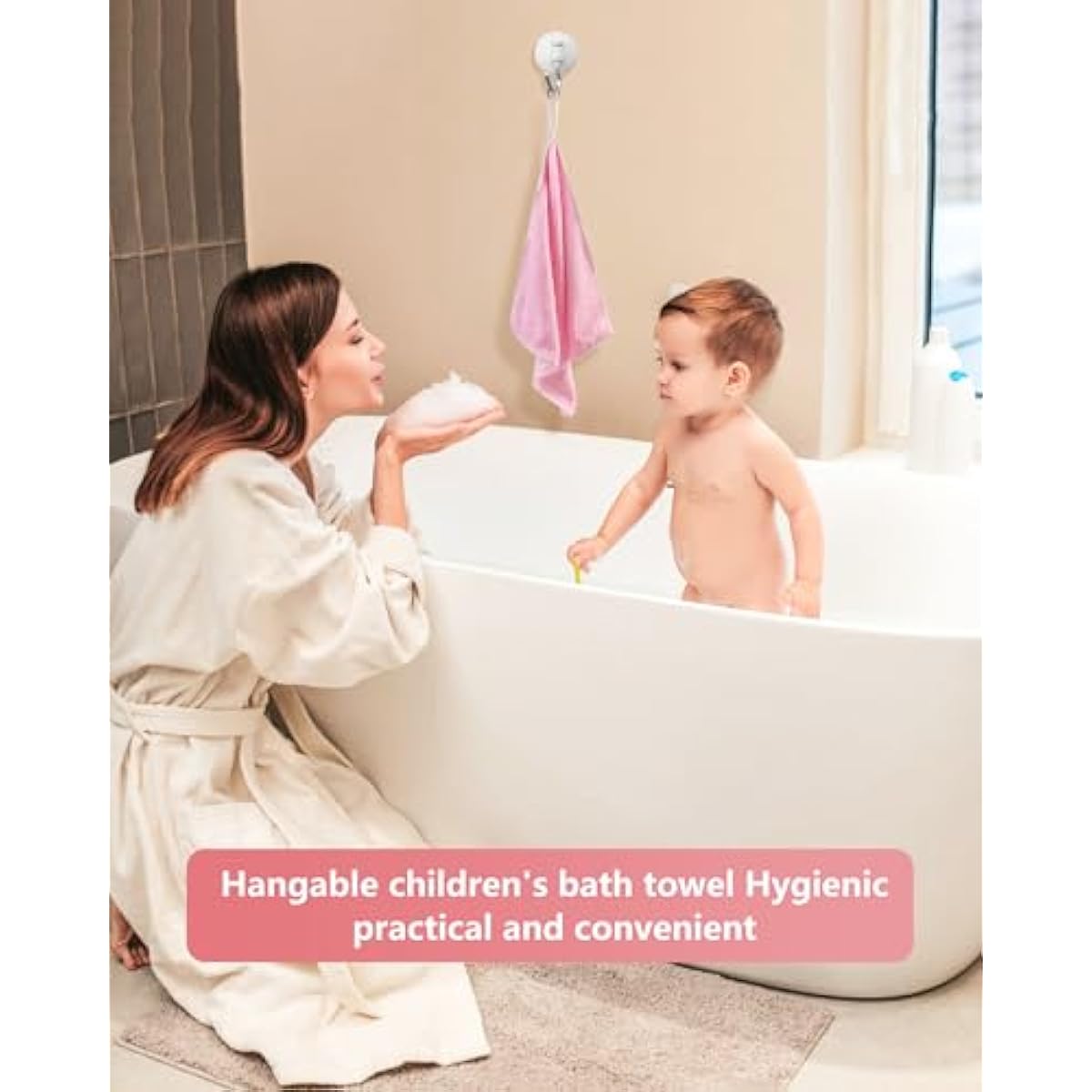 Hooded Baby Towel – Pink Cat Baby Bath Towel with Animal Design