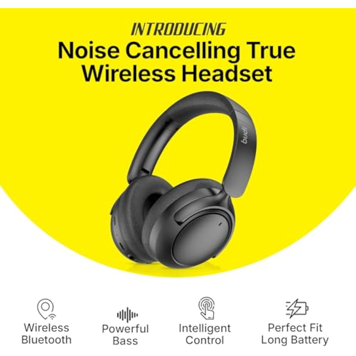 BUDI Wireless Stereo Earphones Black – EP51B Noise Cancelling Earbuds