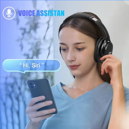 ZIHNIC Active Noise Cancelling Headphones | 50H Playtime | Wireless Bluetooth | Low Latency | Black