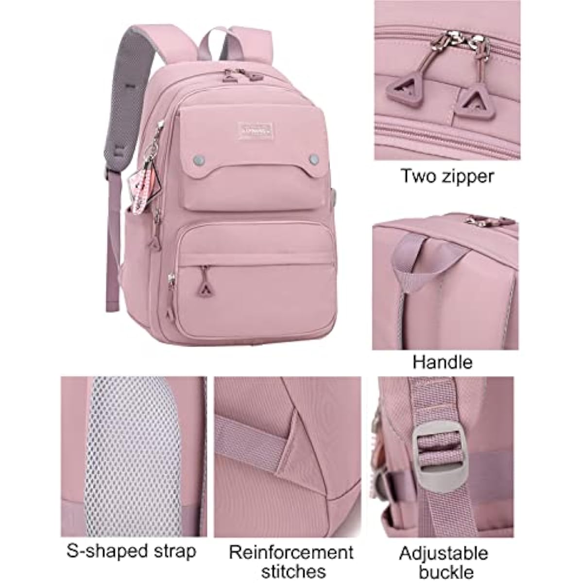 Women's & Teen Girls Laptop Backpack | 35L School & Travel Daypack with Anti-Theft Pocket — Grey