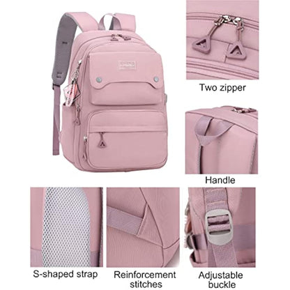 Women's & Teen Girls Laptop Backpack | 35L School & Travel Daypack with Anti-Theft Pocket — Grey