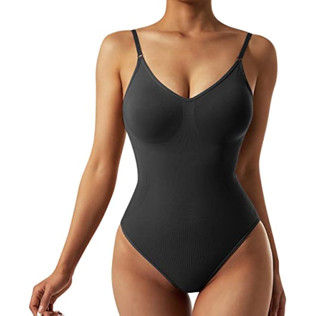 Women's Tummy Control Sculpting Bodysuit | Backless Thong Shapewear Body Shaper — Black