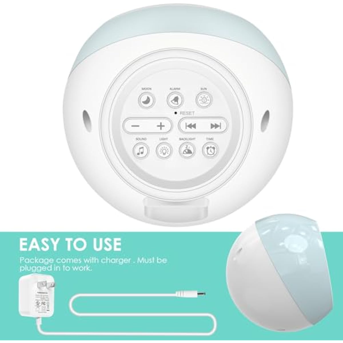 Kids Sleep Trainer Alarm Clock | Sun & Moon Wake Up Light, 9 Colour Night Light & Sound Machine