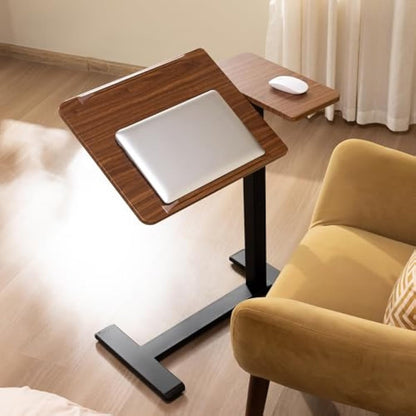 FROMANN Adjustable Overbed Table with Wheels – Tilt Rolling C-Shaped Laptop Desk Black